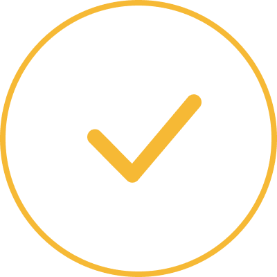 Yellow check mark inside a black circle.